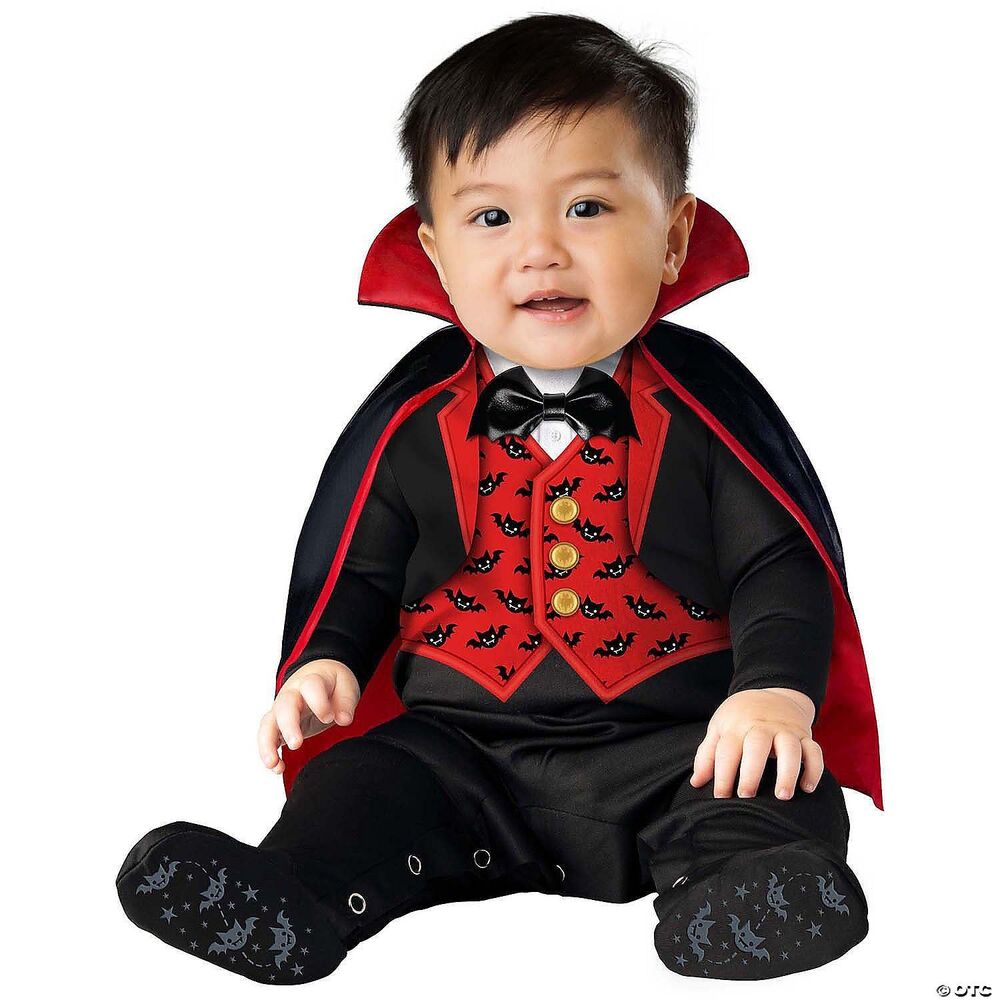 Infant Baby Black & Red Jumpsuit & Cape Vampire Costume Size XS 0-6 months NEW